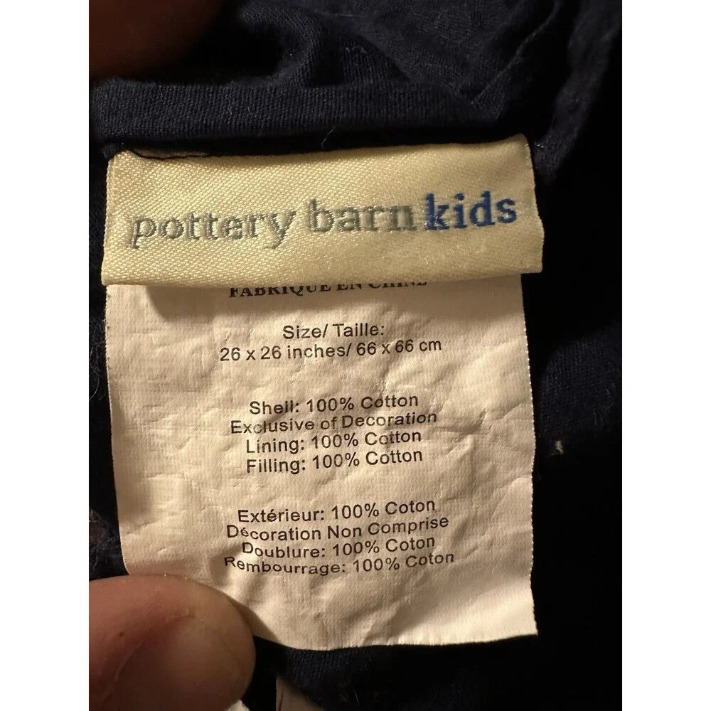 Pottery Barn Kids Star Appliqué Quilt 68x86 + Euro Sham Blue White Discontinued￼